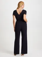 Lace Sleeve Belted Jumpsuit