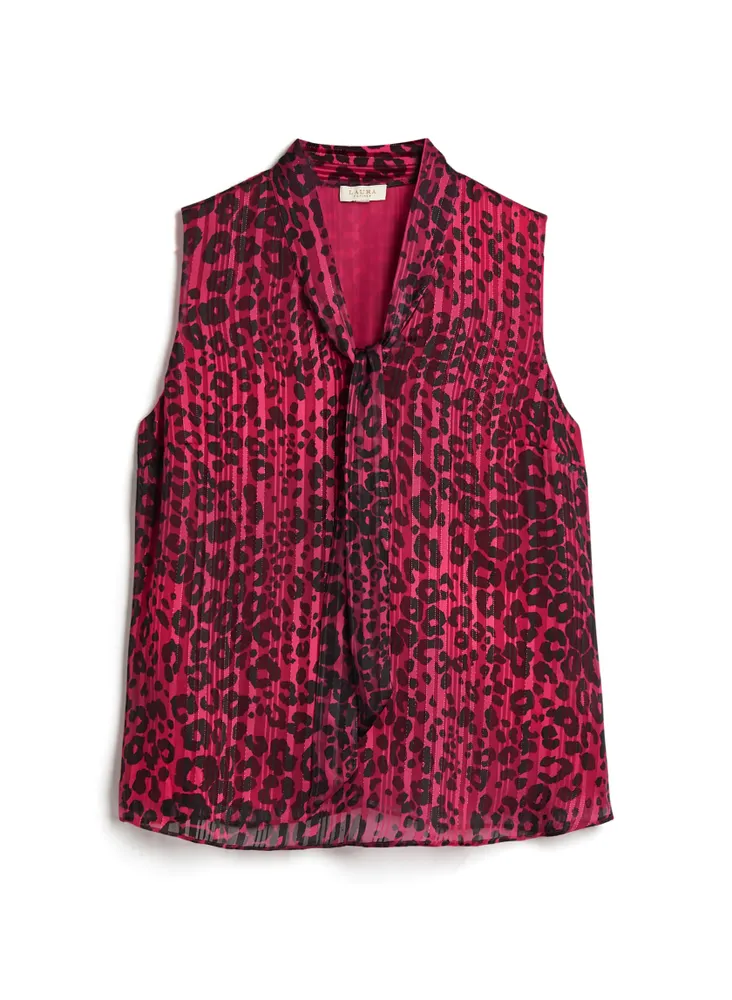 Animal Print Sleeveless Blouse