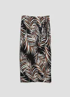 Palm Leaf Print Wrap Skirt