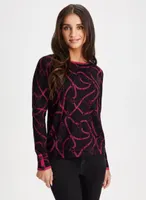 Contrast Chain Print Sweater