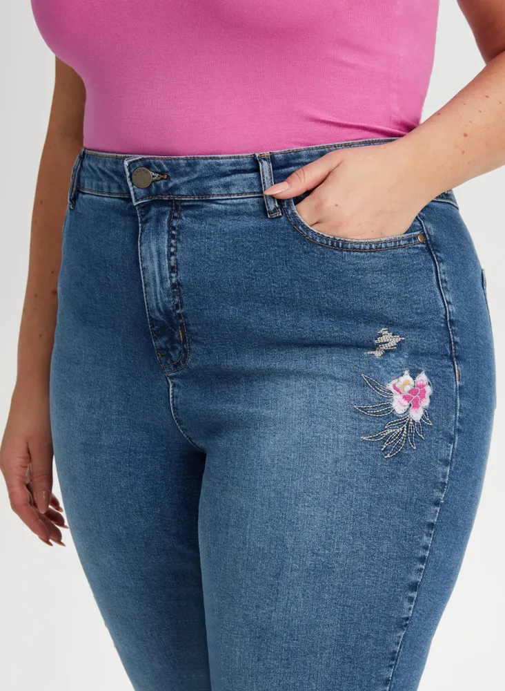 Lace Detail Denim Capris