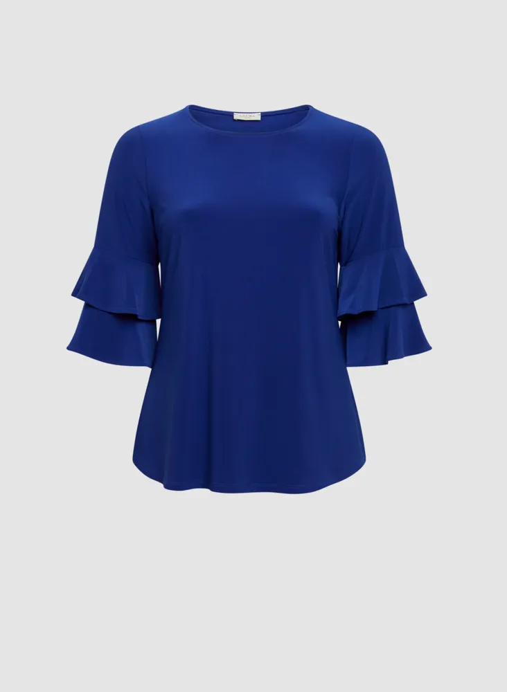 Double Ruffle 3/4 Sleeve Top