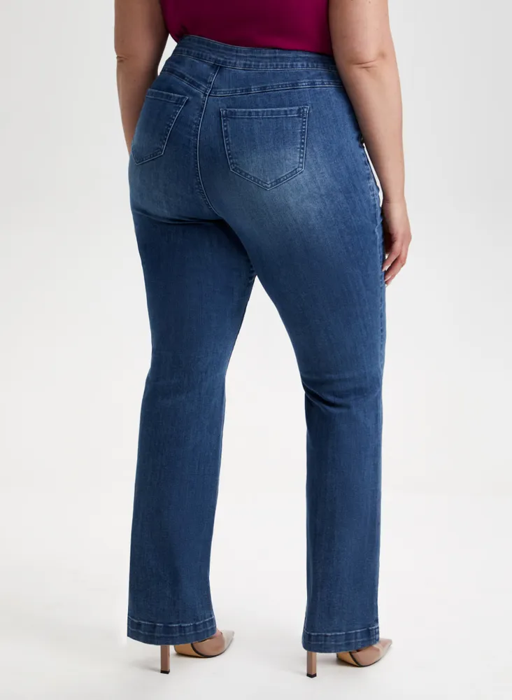 Button Detail Bootcut Jeans