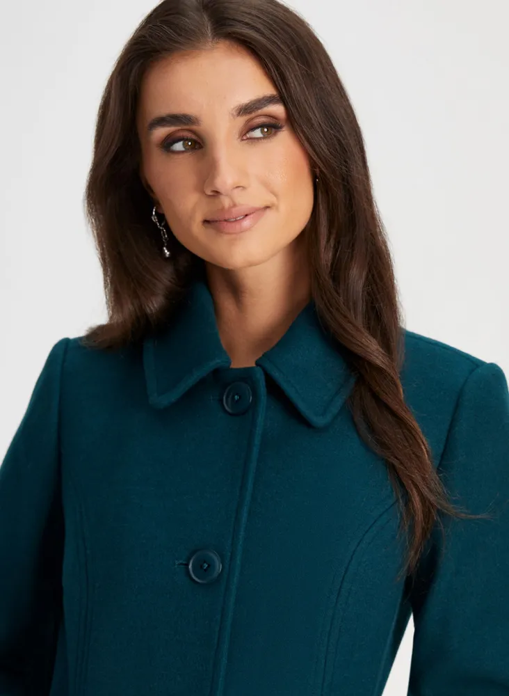 Club Collar Wool Blend Coat