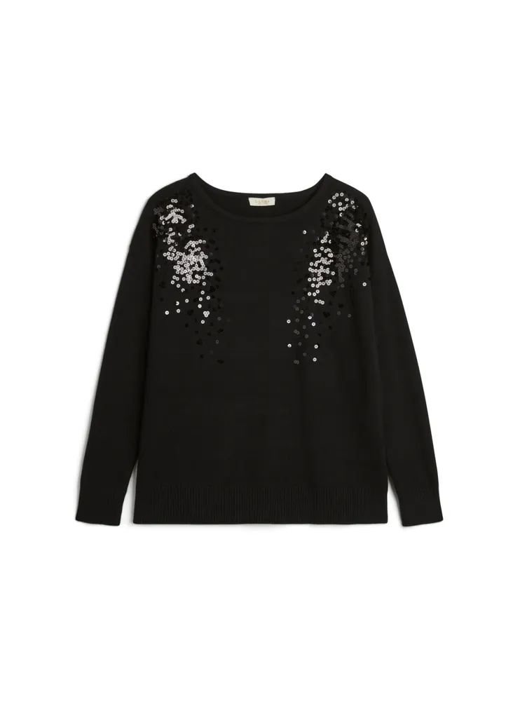 Sequin Detail Crewneck Top