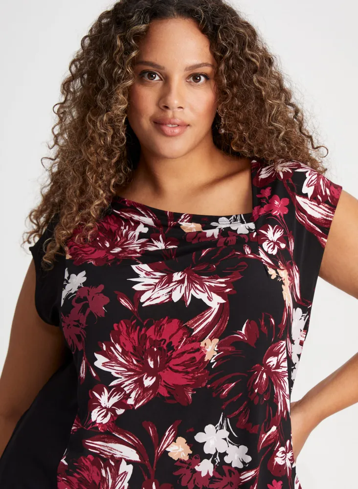 Cap Sleeve Floral Print Top