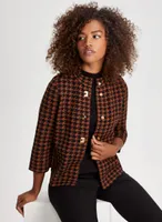 Houndstooth Mock Neck Cardigan