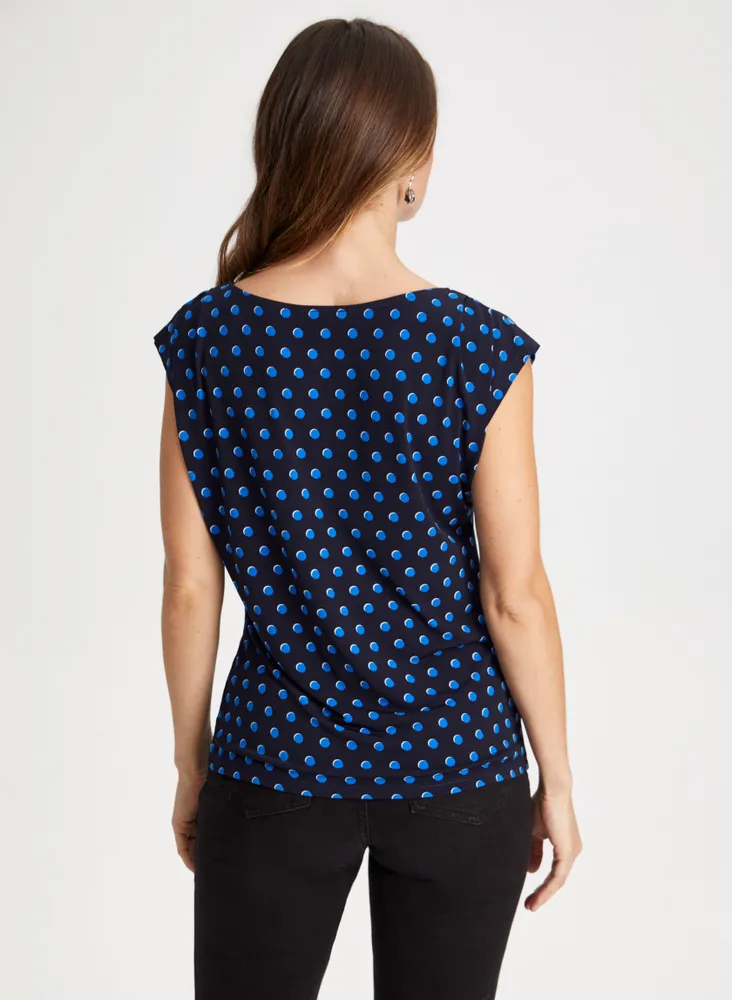 Dot Print Cap Sleeve Top