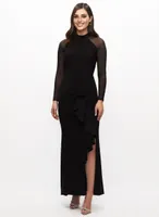 Long Sleeve Jersey Flounce Dress