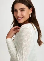 Pointelle Knit Open Front Top