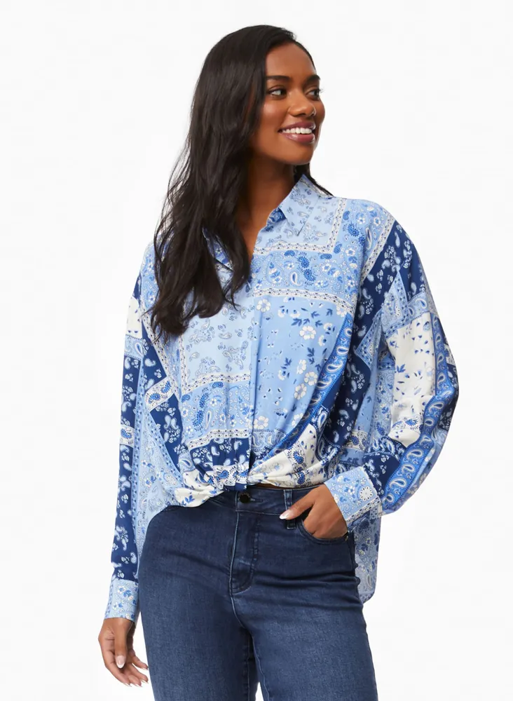 Paisley Print High-Low Blouse