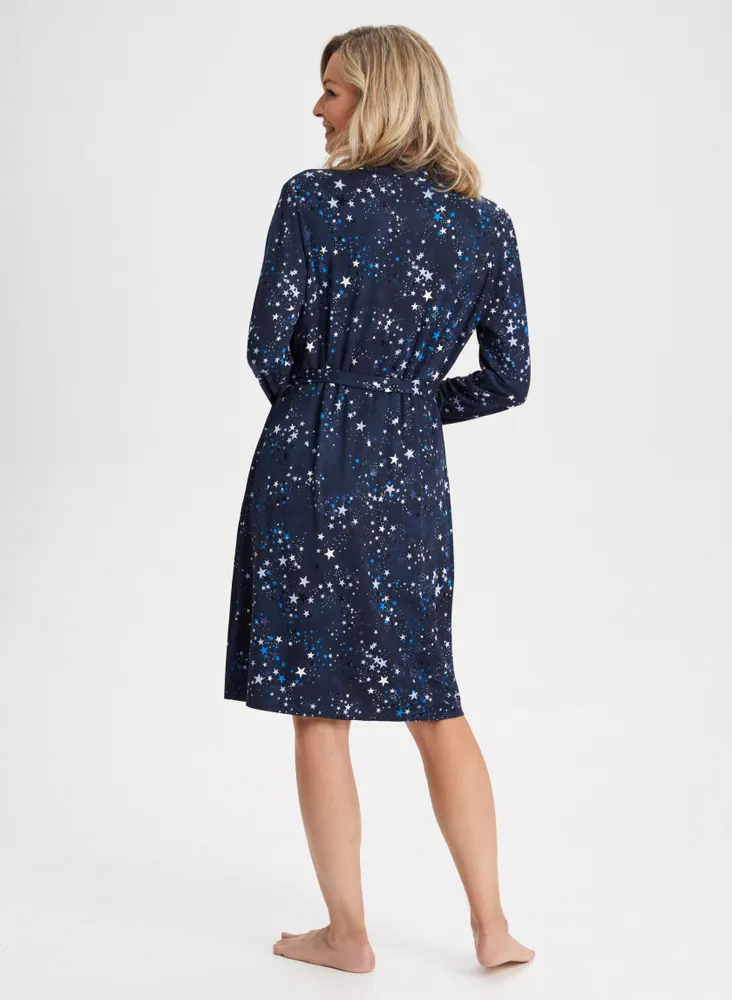 Star Print Sleepshirt & Robe Set