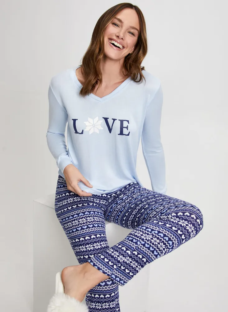 Slogan & Print Pyjama Set