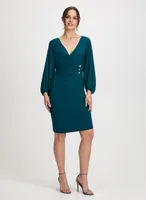 Crystal Button V-Neck Dress