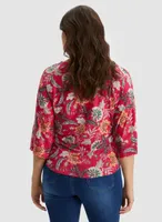 Floral Print Elbow Sleeve Top