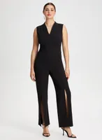 Wide Leg Slit Detail Jumpsuit