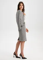 Houndstooth Motif Pencil Skirt