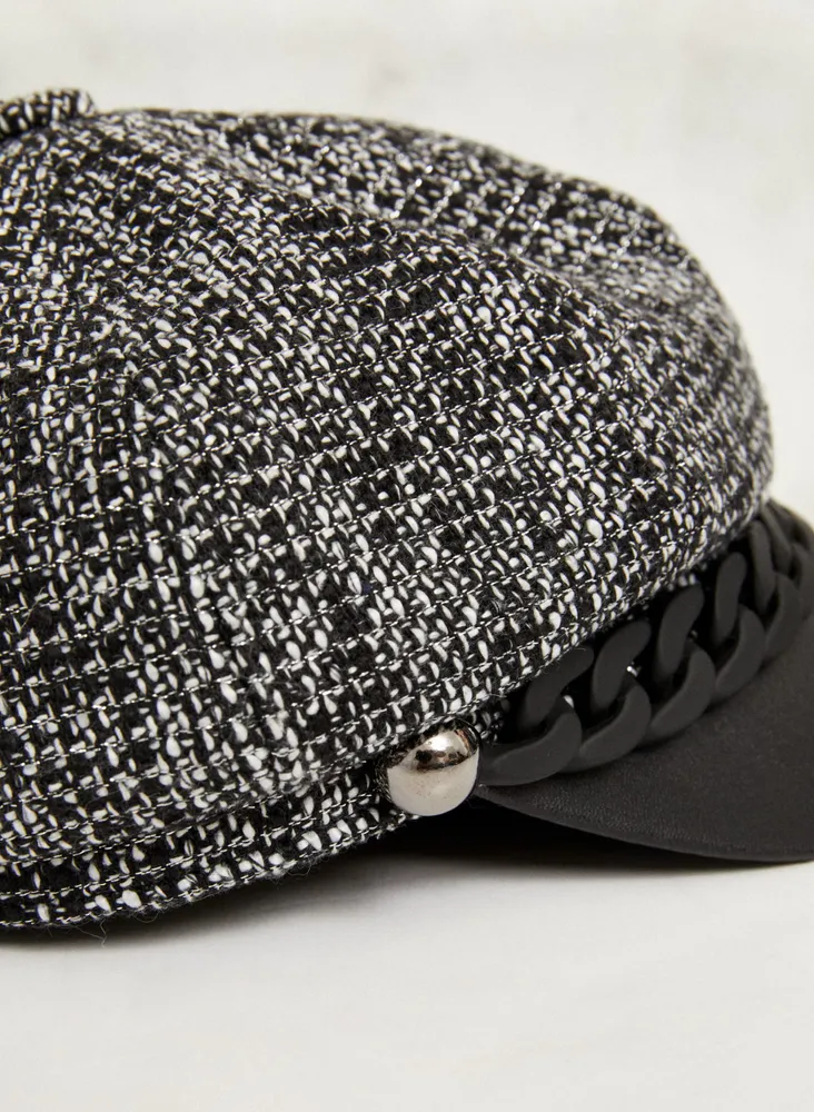 Chain Detail Tweed Cap
