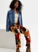 Tropical Print Wide Leg Pants