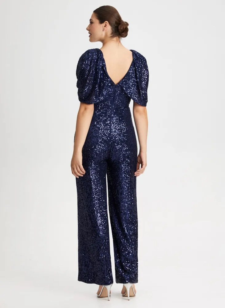 Sequin Jumpsuit with Cape