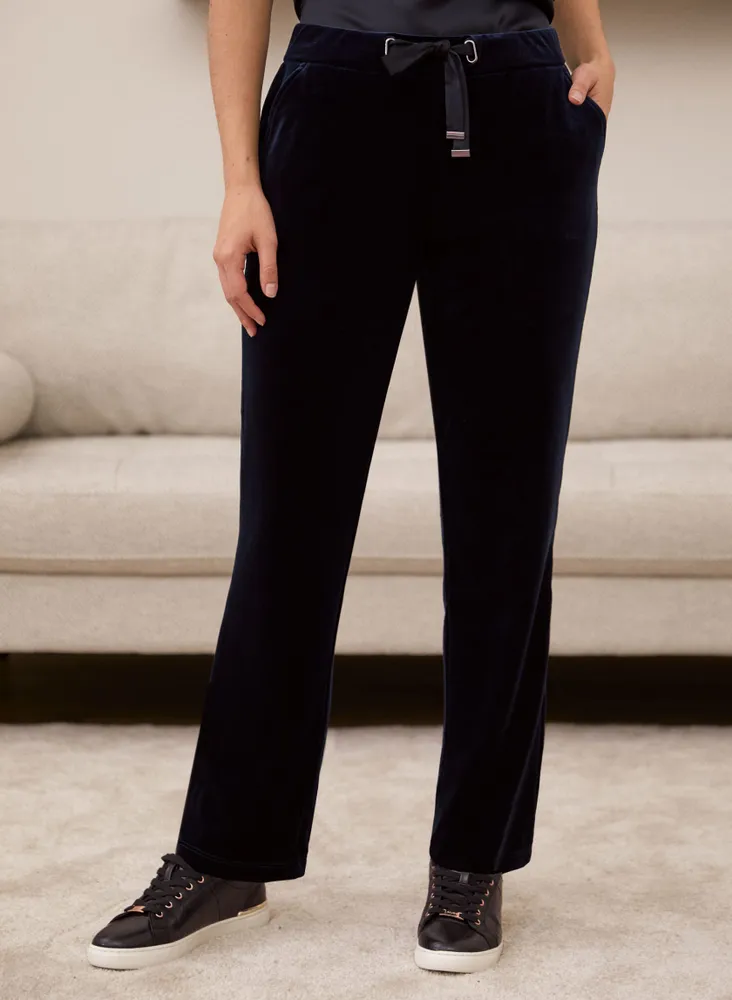 Pull-On Velour Straight Leg Pants