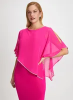 Rhinestone Trim Poncho Dress