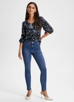 Rhinestone Trim Slim Leg Jeans