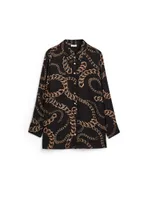 Chain Print Button-Up Tunic