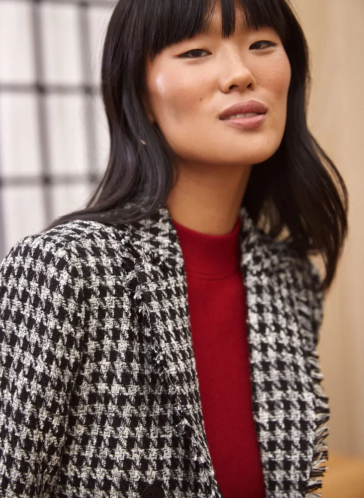 Laura Petites Houndstooth Print Blazer