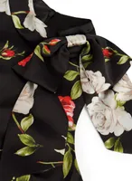 Floral Print Tie Neck Dress