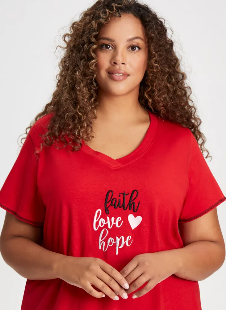 Embroidered Text Nightshirt