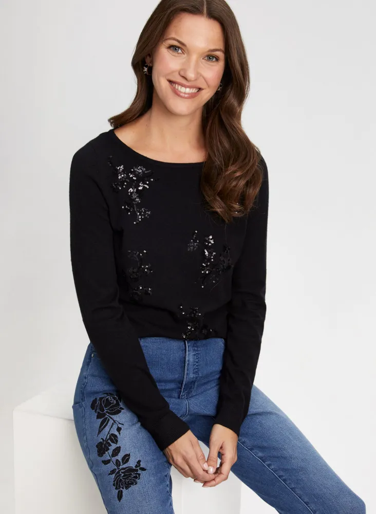 Floral Sequin Detail Top