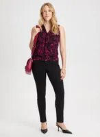 Tie Neck Abstract Print Top