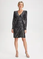 V-Neck Sequin Dress