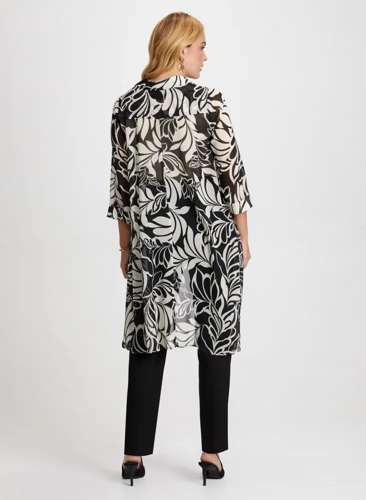 Asymmetric Leaf Print Blouse