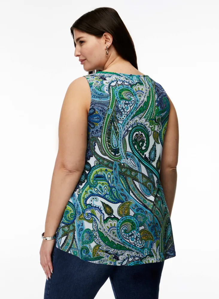 Sleeveless Paisley Print Top