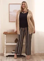 Stripe Print Wide Leg Pants