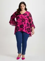 Floral Print Asymmetric Blouse