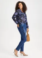 Floral Embroidery Pull-On Jeans