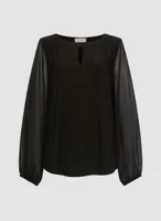 Keyhole Detail Chiffon Sleeve Top