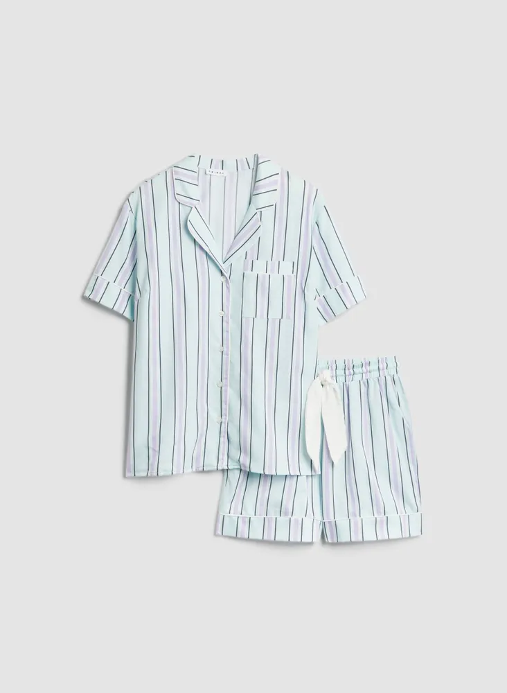 Printed Pyjama Shirt and Shorts Set