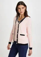 Pearl Button Two-Tone Cardigan