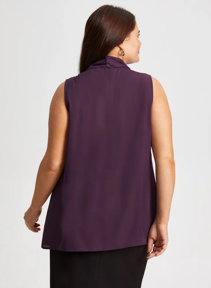 Tie Detail Sleeveless Popover Blouse