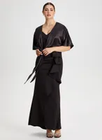 Elbow Sleeve Satin Kimono