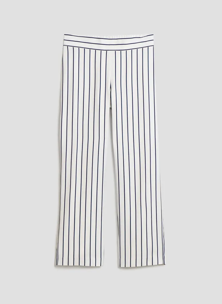 Pull-on Stripe Print Straight Leg Pants