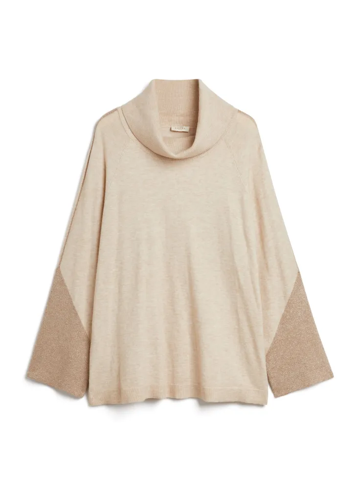 Cowl Neck Two-Tone Sweater