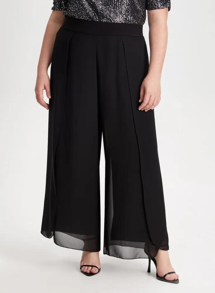 Chiffon Wide Leg Pull-On Pants