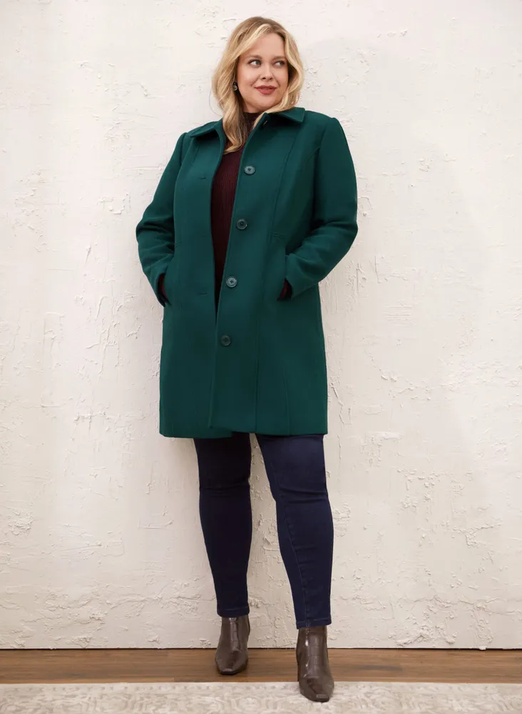 Stretch Wool Blend Coat