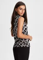 Geometric Print Keyhole Top