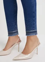 Sequin Hem Slim Leg Jeans